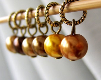 Willy Wonka's Chocolate Butterscotch Ripple - Six Handmade Stitch Markers - Fits Up To 5.0 mm (8 US) - Limited Edition