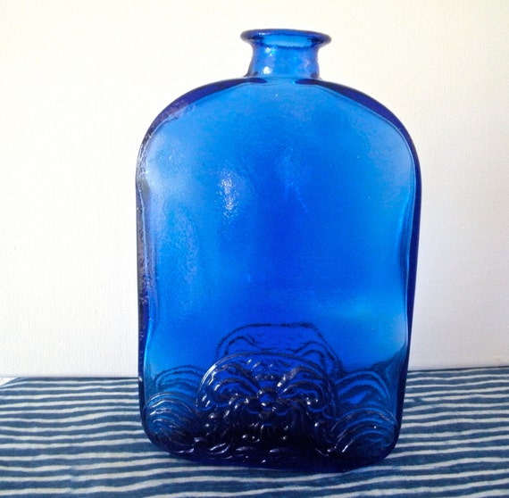 Cobalt Glass Bottle by Vidrios de Levante of Spain