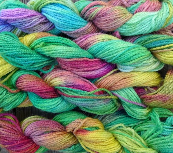 400 yards worsted weight yarn hand dyed multi colors 4