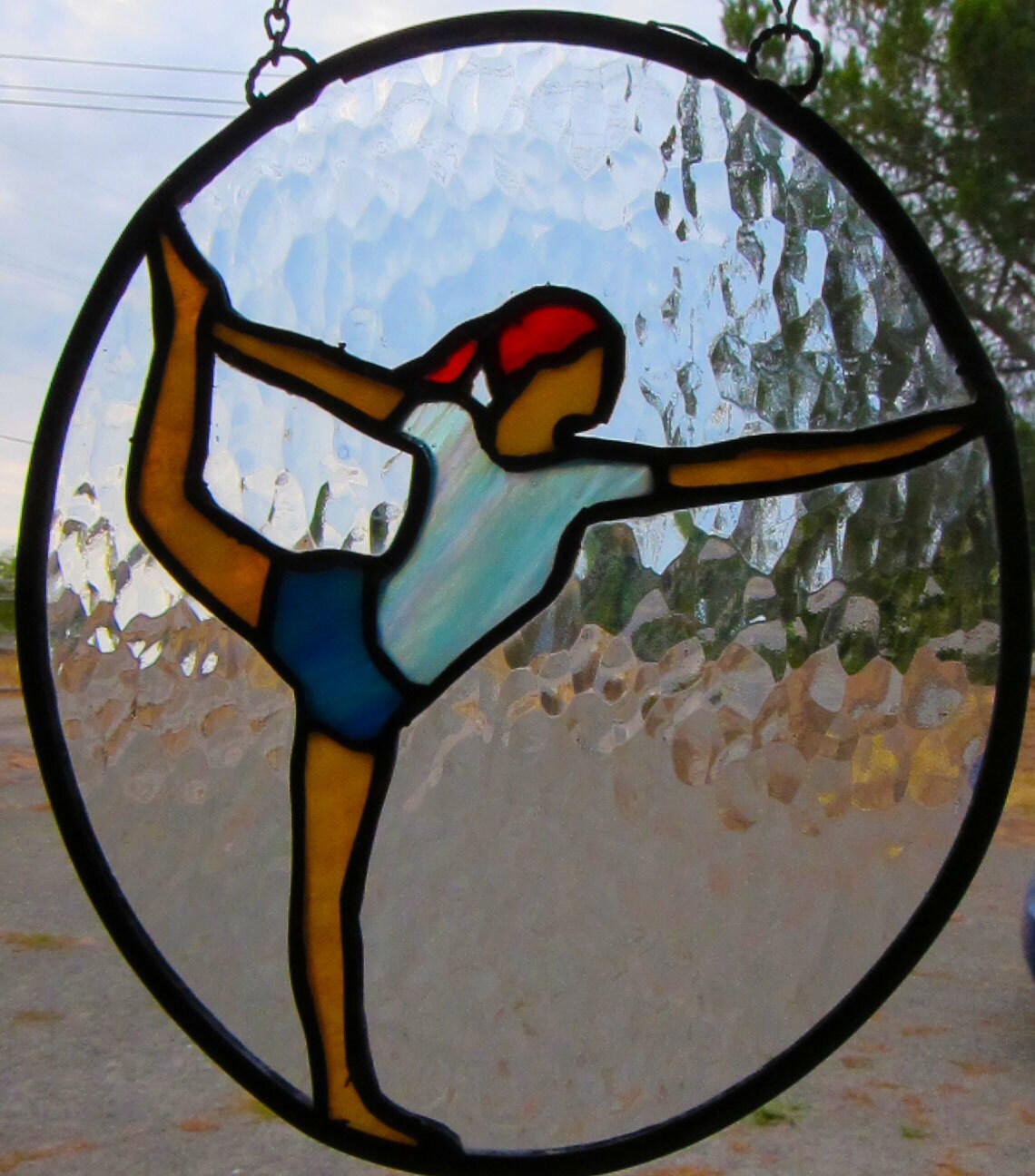Yoga pose in Stained glass Triangle Pose by ShimmerGlassWorks