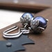 Navy Blue Pearl Jewelry Swarovski Earrings Sterling Silver Midnight Free Shipping