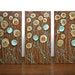 SALE - Brown Painting of Flowers - LARGE Triptych Canvas - Original Acrylic Painting 32X20 - Sea Foam and Walnut Brown Home Decor