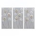 Gray Painting of Flowers - Original Acrylic on Canvas Triptych Medium 32X20 - Tan and Ash Gray Home Decor - IN STOCK