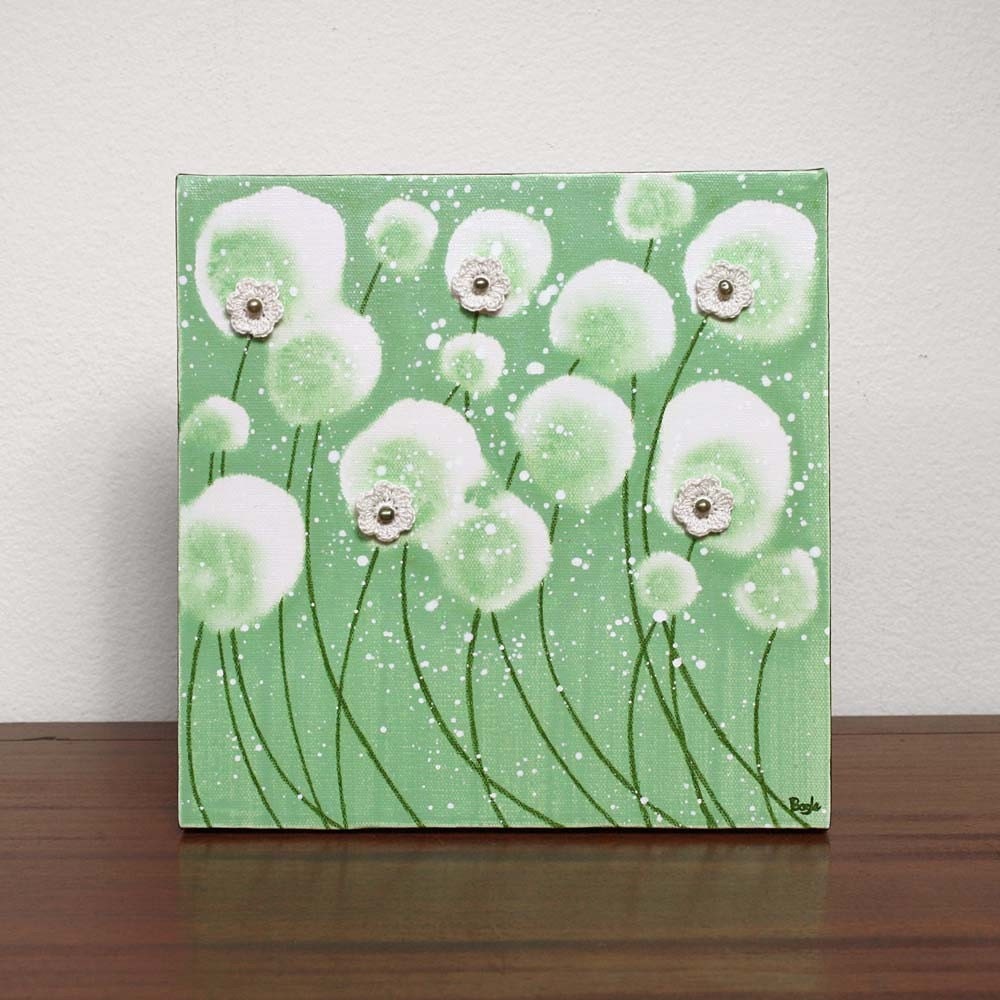 Embellished Painting 10X10 SMALL Canvas Flowers in the