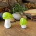 ceramic mushroom miniatures 2 green Posion.. .. terrarium or miniature gardens