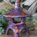 Pagoda Garden Statue - hand Painted Ceramic Glazed Pottery-