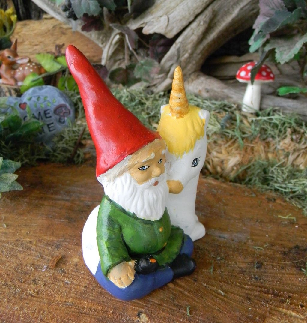Garden Gnome with is Unicorn for your castle or enchanted