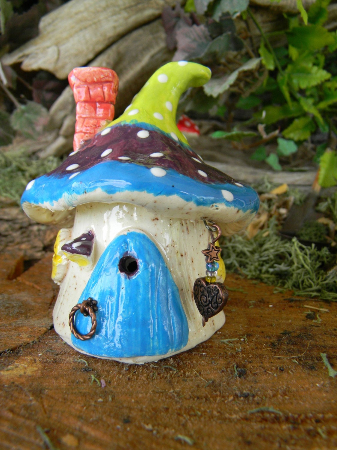 Fairy house Pixie Top hand made ceramic miniature house