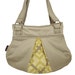 SALE: Small Shoulder Bag - Handmade Handbag in pale gray with yellow diamond accents