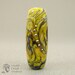 Handmade Lampwork Glass Focal Bead (12542) -- organic pattern with yellow green & purple