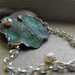Lilly Pad patina bracelet with white freshwater pearl, Ready to ship