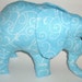 Light Blue Elephant Shipping Special White Scroll Design Stuffed Animal Plush No Buttons