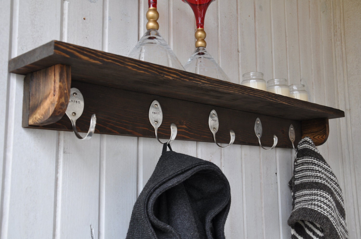 5 Personalized Spoon Hooks Shelf by jjevensen on Etsy