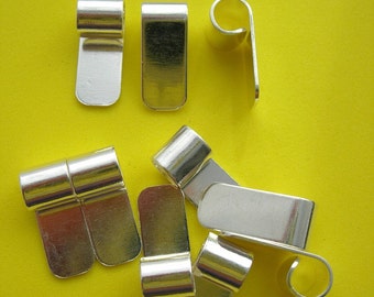 10 Medium S/P Tube Top Bail findings ideal for Pendants Silver Plated Flat pad Glue on