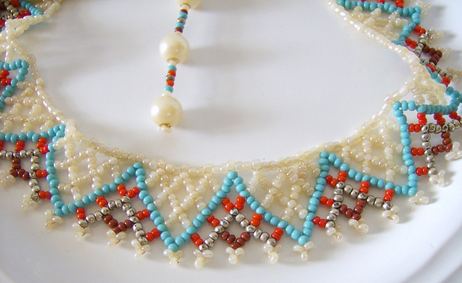 Vintage Native American Beaded Collar Necklace