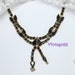 Vintage Necklace Black Rhinestone Gold tone