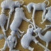 Vintage Birthday Candle Holders, Blue Plastic Animal Novelty Holders, Rosettes, Candles