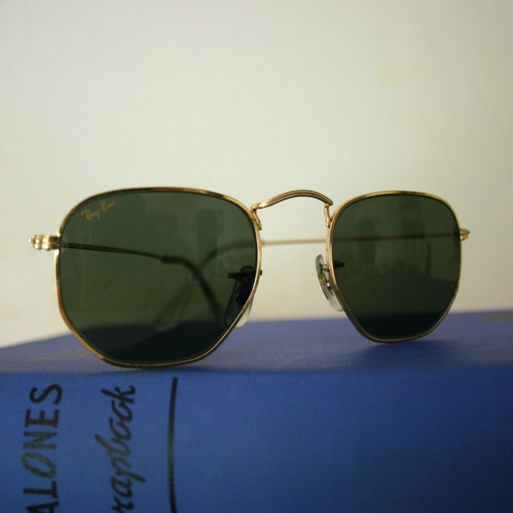 Vintage Ray-Ban sunglasses rare octagon gold metal rims free