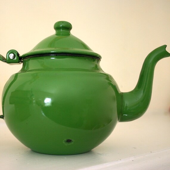Im a little teapot short and stout...green enamel tea pot one