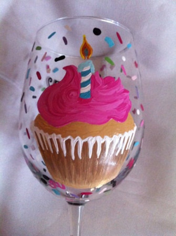 Happy Birthday Cupcake Wine Glass