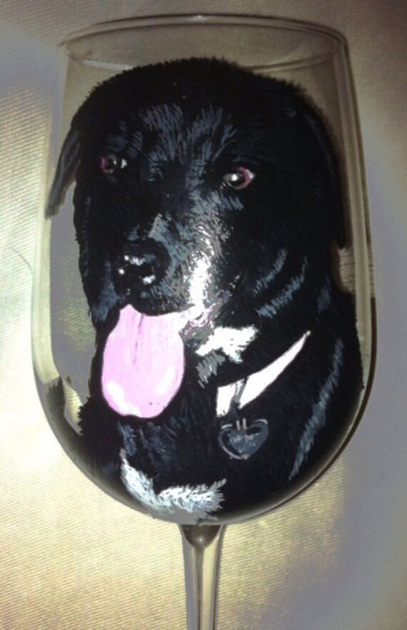 Items similar to Black Lab Pet Portrait Wine Glass on Etsy