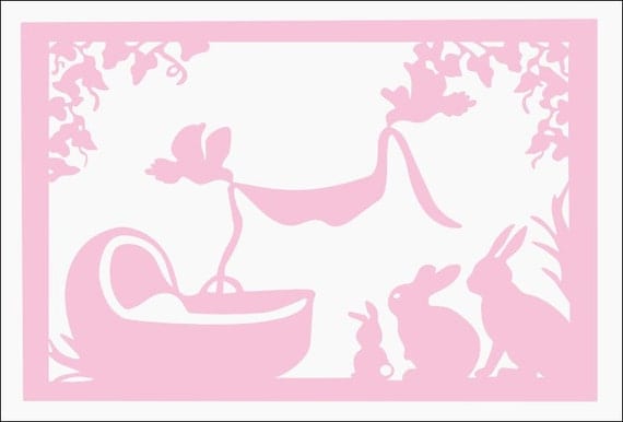Download Baby Shower Bunny Card in SVG and DXF formats