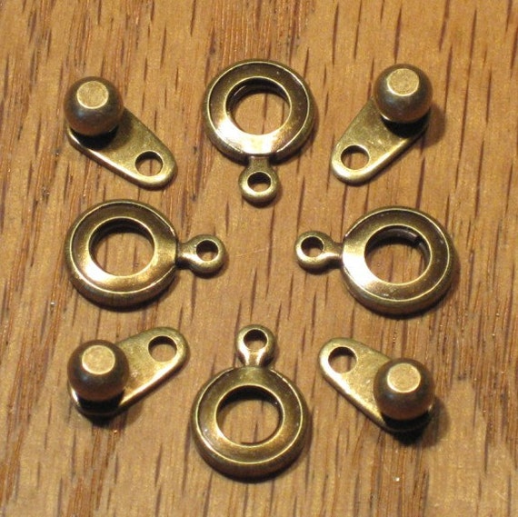 Antiqued Brass Ball and Socket Snap Clasps 8mm Lightly Aged