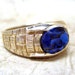 Vintage Mens 10K Gold and Synthetic Blue Sapphire Ring Circa 1970's - from A Second Time