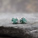 Uncut Raw Rough Emerald Earrings - Sterling Silver Stud Style - Rustic Round Shape - Handmade and Designed by A Second Time