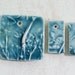SALE Nature Pressed Texture Ceramic Pendant Set in Peacock Teal Blue Glaze