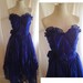 Vintage Cobalt Blue Strapless Dress- sweetheart cut bust line, size 9, prom, bridesmaid, structure boning, bow, evening wear, navy