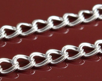 Sterling Silver Chain Bulk by the Foot - Double Curb Chain 5mm x 4mm - Select Your Length to 3 Feet