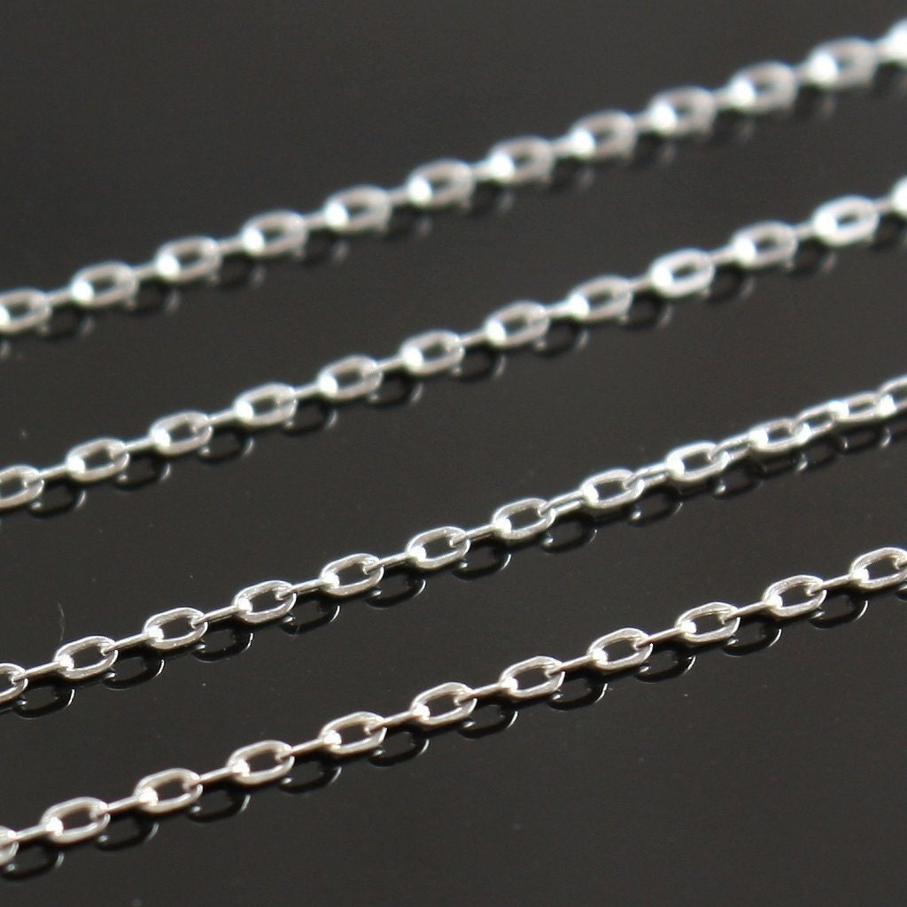 Sterling Silver Chain Bulk Drawn Flat Cable Chain 2mm x 1mm
