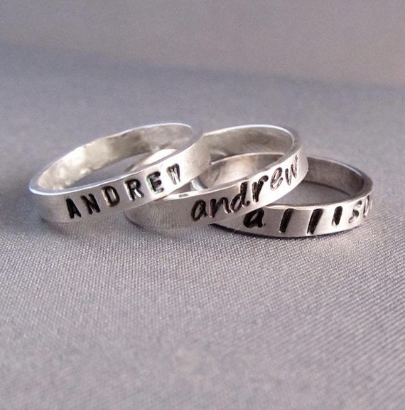Personalized Ring Name Ring Custom Stamped Name by laureltreasures