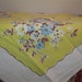 vintage 1950s 60s tablecloth floral sunny YELLOW blue KITCHEN