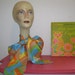 vintage 1960s scarf mod print sixties ORANGE green yellow lot 2