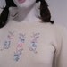 vintage sweater FLORAL 1970s pink cream aqua tiny fit