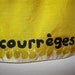 vintage COURREGES scarf neon yellow logo FRENCH silk