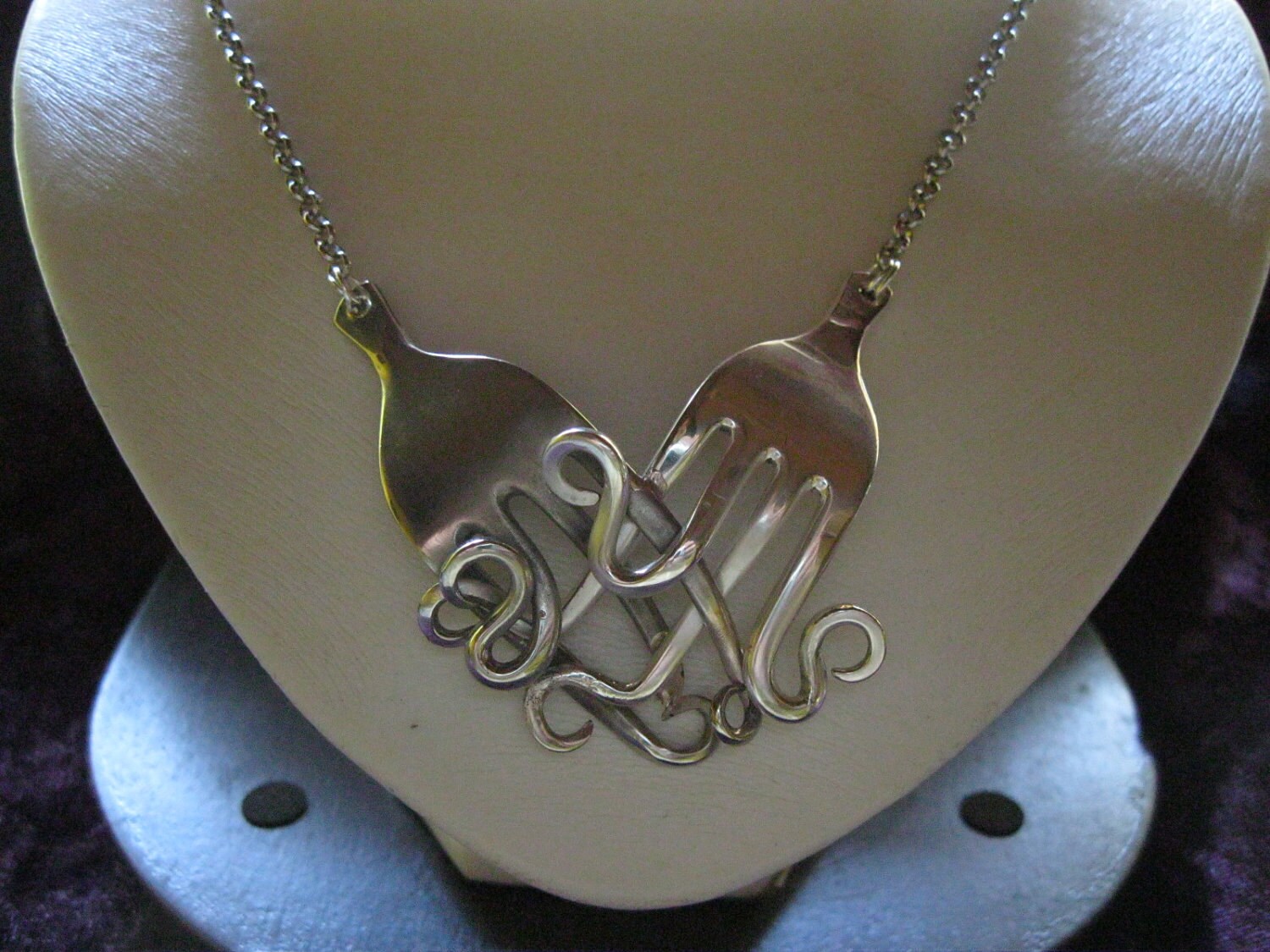 Fork Pendant necklace silver recycled old retro by celtsmith