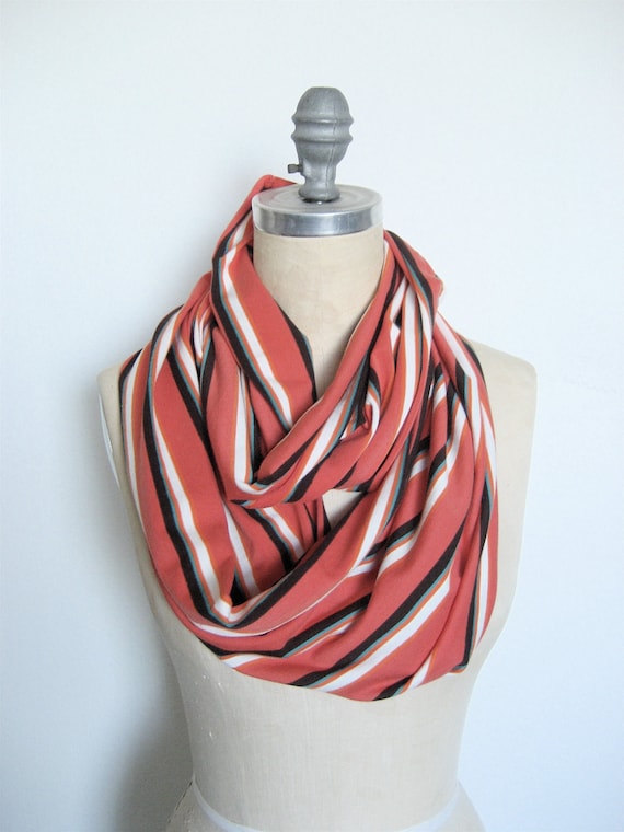 Jersey Infinity Scarf Spring Weight Coral by SevenWhiteRabbits
