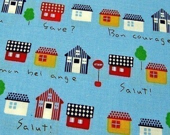 FREE SHIPPING Houses in France Fabric - Japanese Cotton Quilting Fabric - Fat Quarter SALE