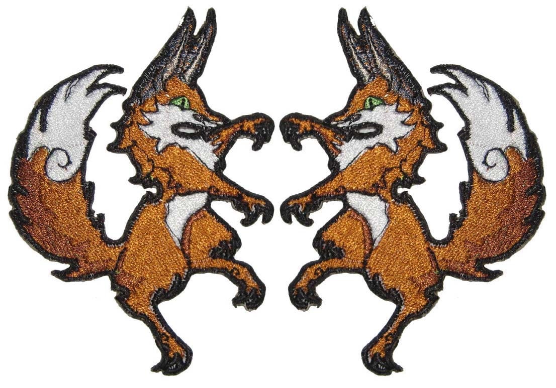 Epic Medieval Renascence Red Fox Pair Crest Heraldic Heraldry