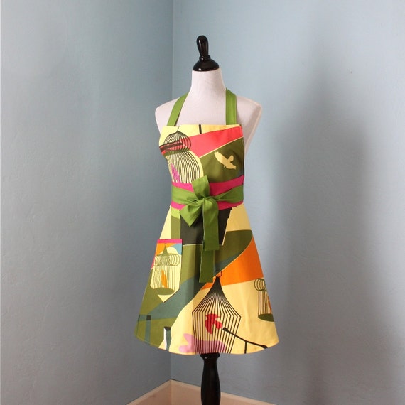 Bird Cage Full Apron with IKEA Fabric for Women by pamwares