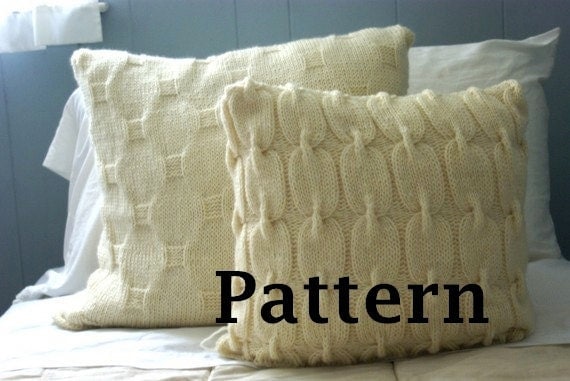 Chain Link Cable Knit Wool Pillow Sham Pattern Instant PDF