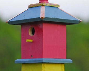 Whimsical Bird House, Painted Bird Houses, Chickadee Birdhouses, Father's Day Gifts