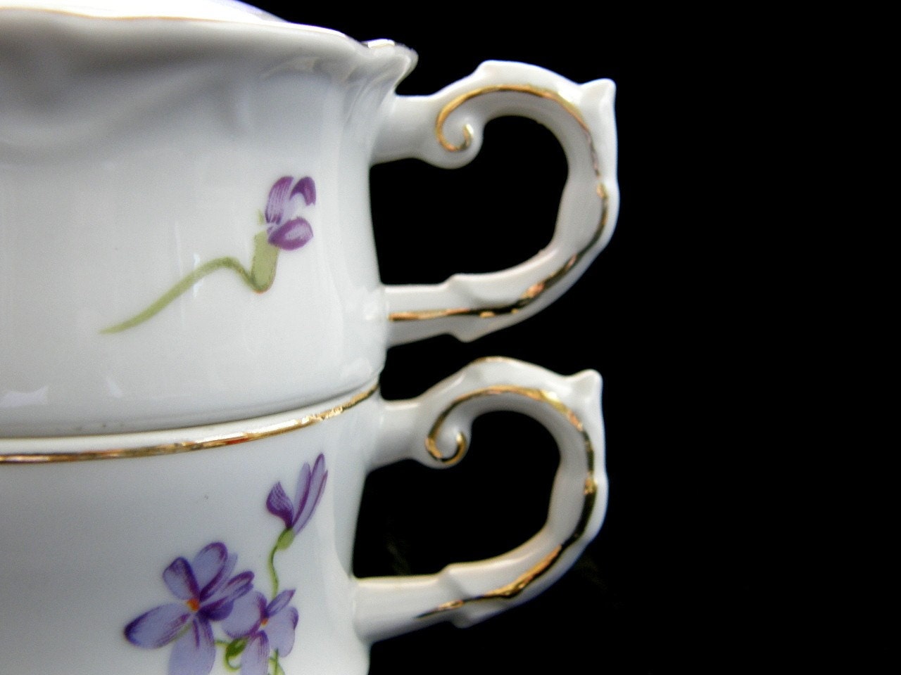 Vintage Bone China Stacked Creamer & Sugar Bowl Set w/