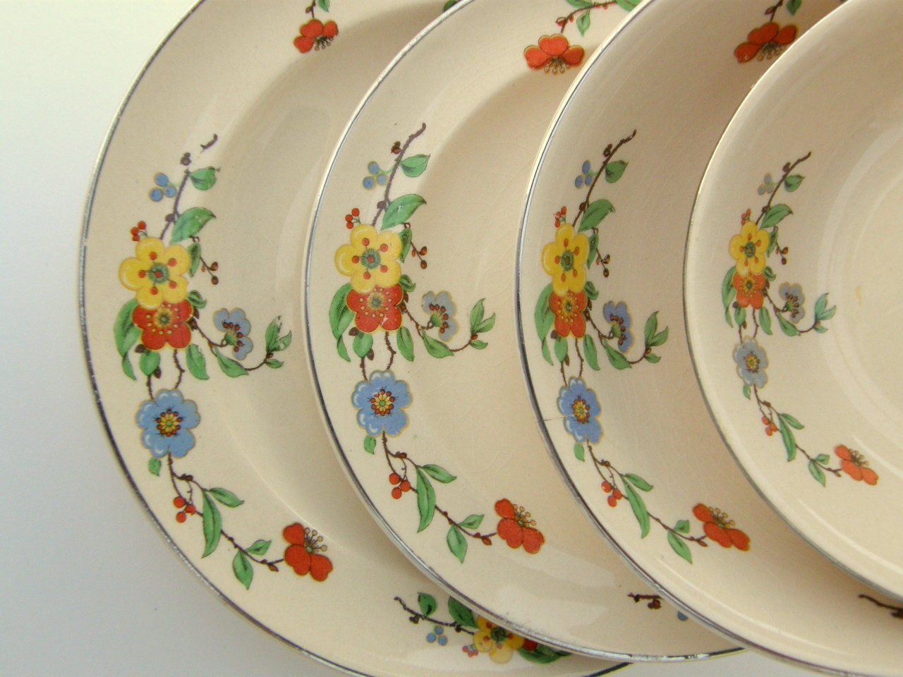 Rare Art Deco Dinnerware Set 1930s Floral Umbertone By Leigh 5543