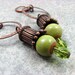 Copper Earrings, Hammered Copper Rings, Elaine Ray Ceramic Lime Beads, Czech Glass, Rustic