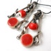 Red Ceramic Antiqued Silver Earrings, Elaine Ray Ceramic, Twisted Links, Industrial, As Seen in Belle Armoire Jewelry