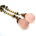 Pink Rhinestone Earrings, Opaque Pink Chalcedony Briolettes, Pink Rhinestone Chain, Bridal Jewelry, Pink Earrings